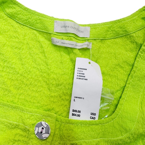 Urban Outfitters Neon Chartreuse Button Up Y2K 80s Tank Top - Picture 10 of 11